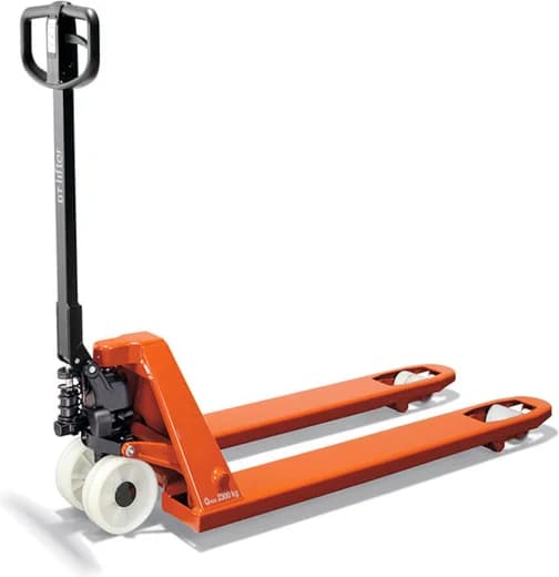 Appelsínugulur brettatjakkur sem lyftir 2.300 kg